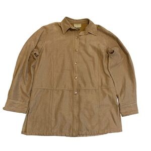 Vintage 90s Cotton Ginny Faux Suede Button-Up Jacket/Shirt Size S/P